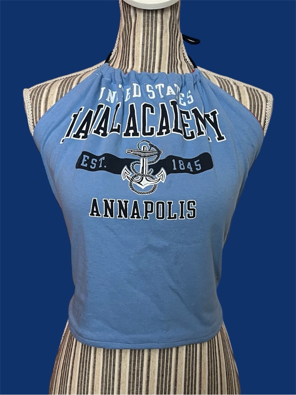 Reversible tie back halter Red Boston Baseball/Blue Naval AcademyHalter Tank Top